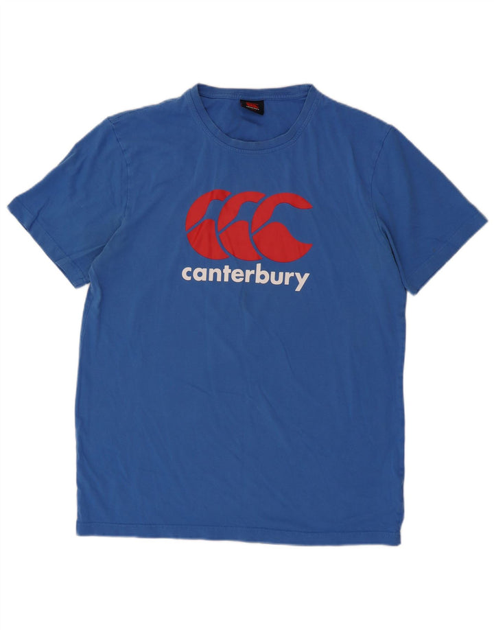 Camiseta gráfica masculina Canterbury Top grande de algodão azul