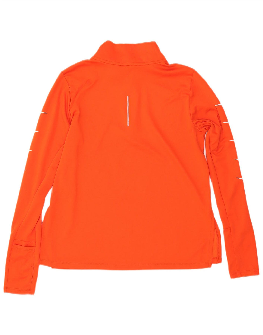 NIKE Womens Dri Fit Zip Neck Pullover Treino Top UK 14 Médio Laranja