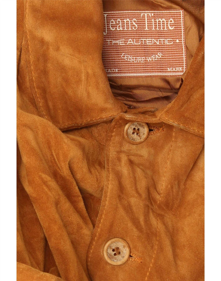 Jaqueta masculina vintage de camurça UK 42 XL couro bege