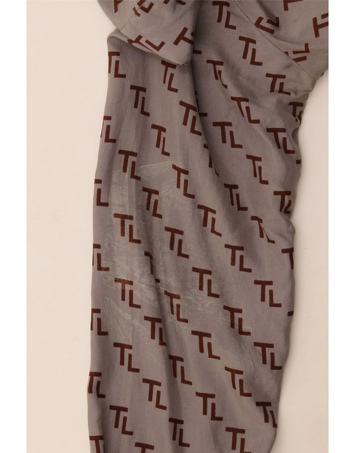 Camisa gráfica feminina vintage UK 12 cinza médio