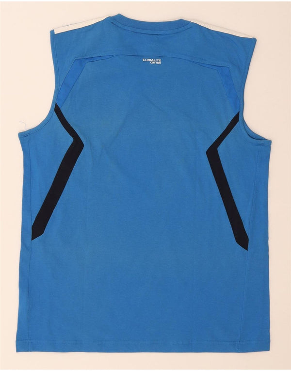 Adidas Mens Climalite Vest Top Grande Azul Colorblock Algodão
