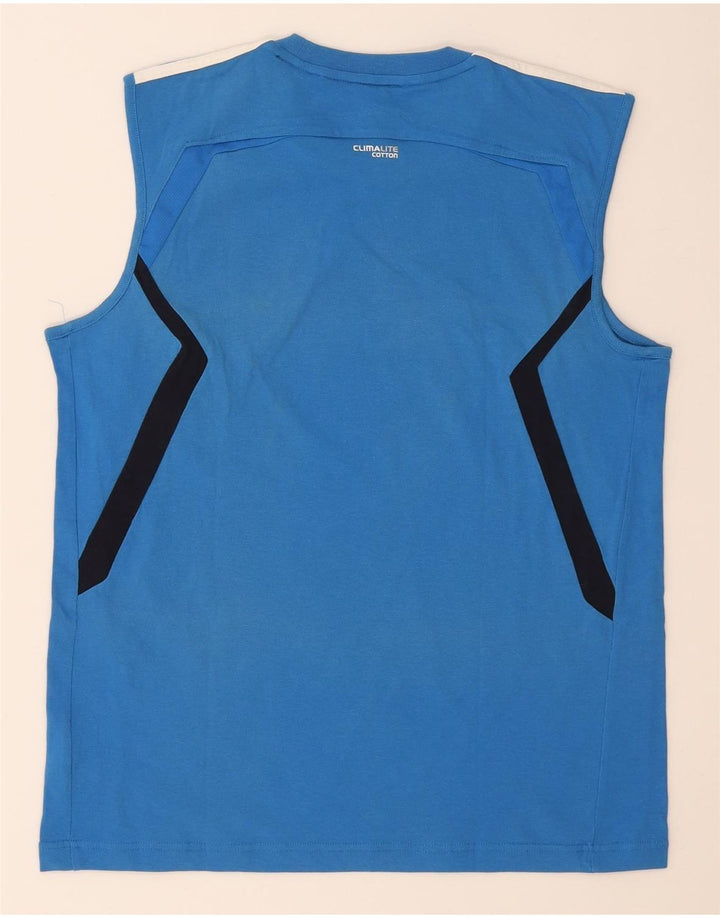 Adidas Mens Climalite Vest Top Grande Azul Colorblock Algodão