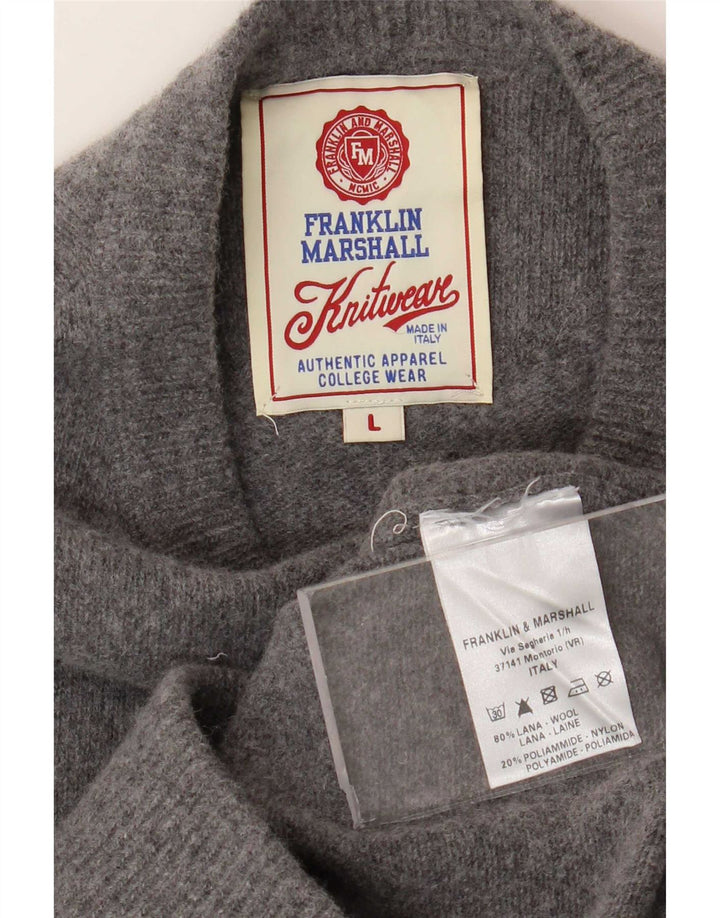 Suéter masculino Franklin Marshall com gola redonda, grande lã cinza