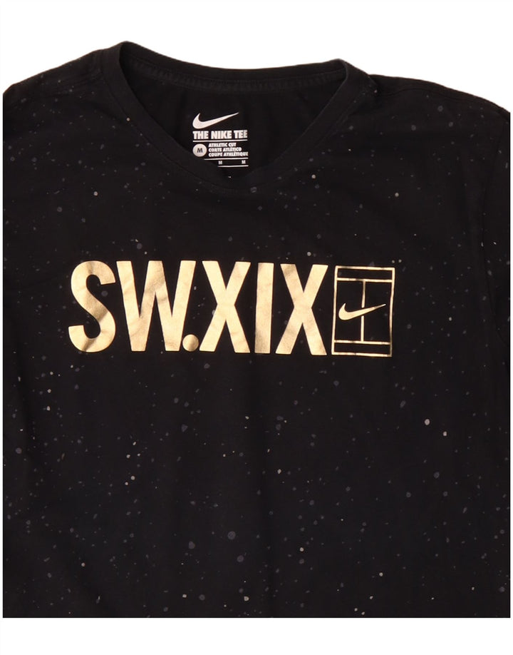 Top gráfico masculino Nike Athletic Cut manga comprida médio preto manchado de algodão