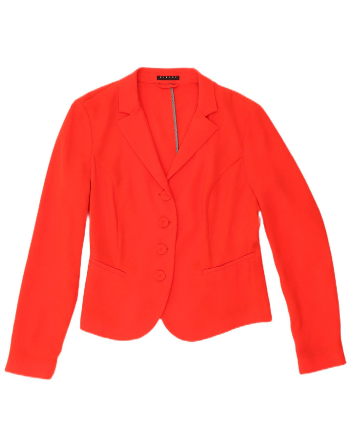 Jaqueta blazer feminina Sisley com 4 botões UK 10 poliéster laranja pequeno
