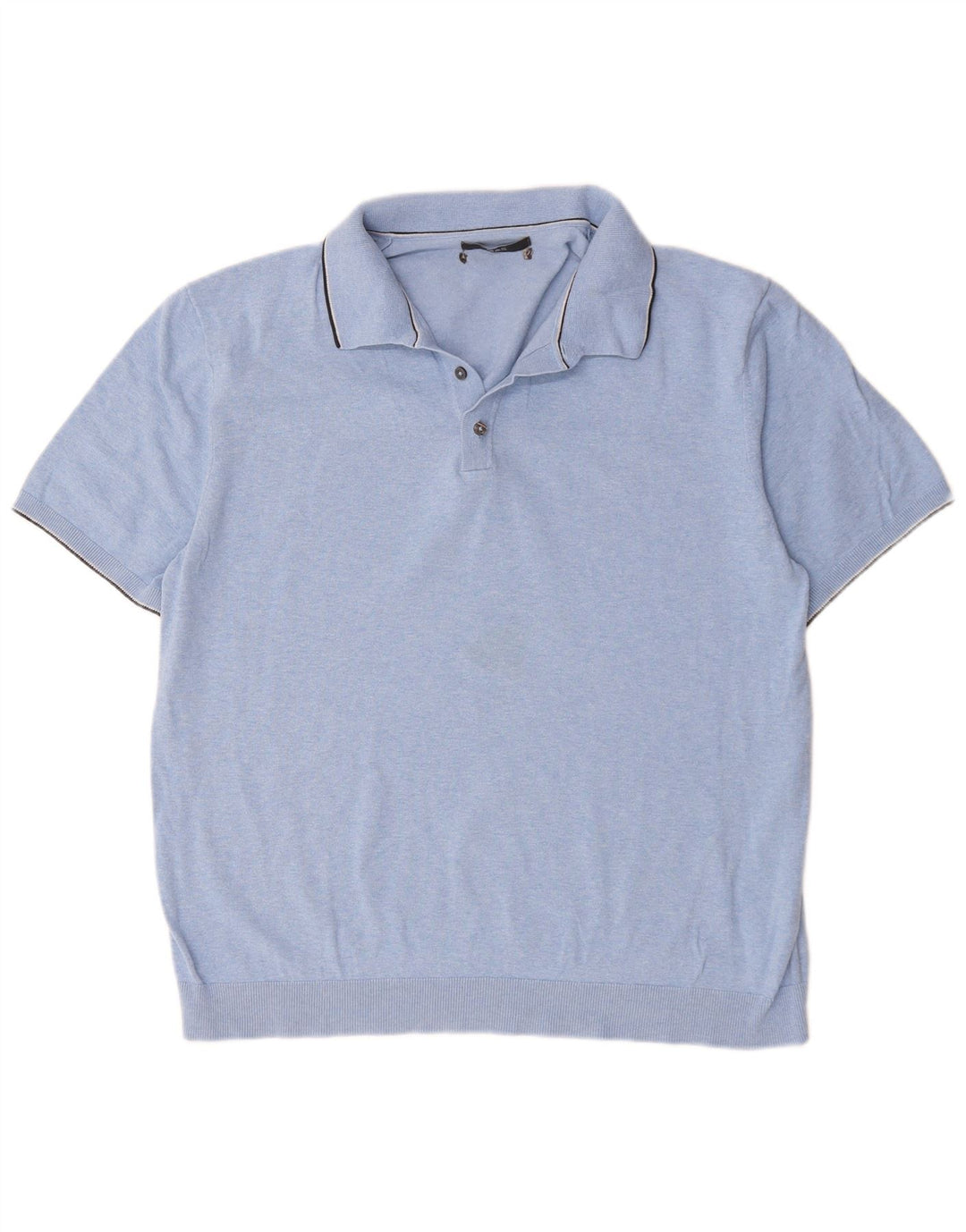 Camisa polo masculina Marks & Spencer de algodão azul médio