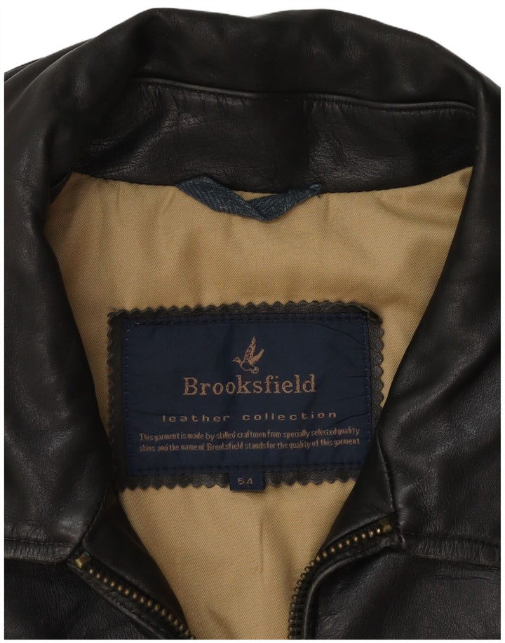 Jaqueta de couro masculina Brooksfield UK 40 grande couro preto clássico