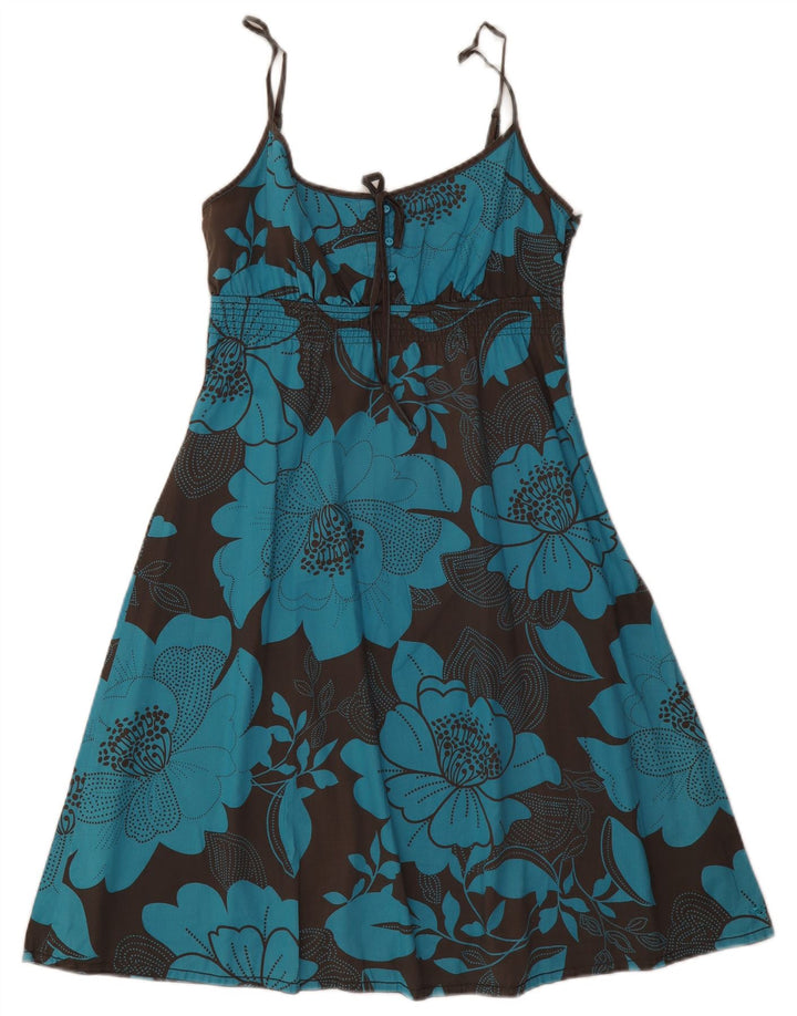 Vestido feminino Esprit UK 12 algodão floral preto médio