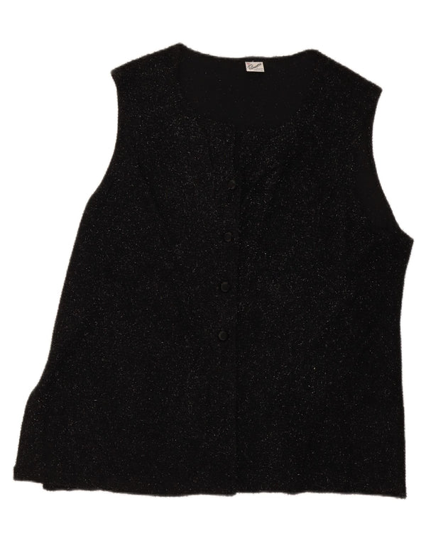 Suéter cardigã feminino sem mangas Primavera Firenze IT 53 2XL preto