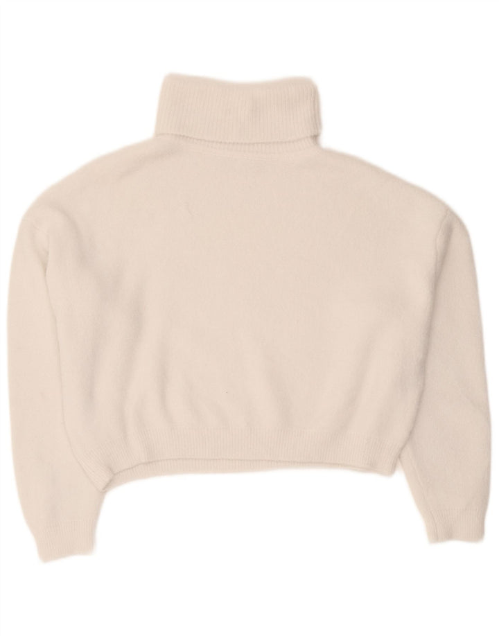 Suéter feminino Zara com corte relaxado e gola redonda Reino Unido 14 médio branco