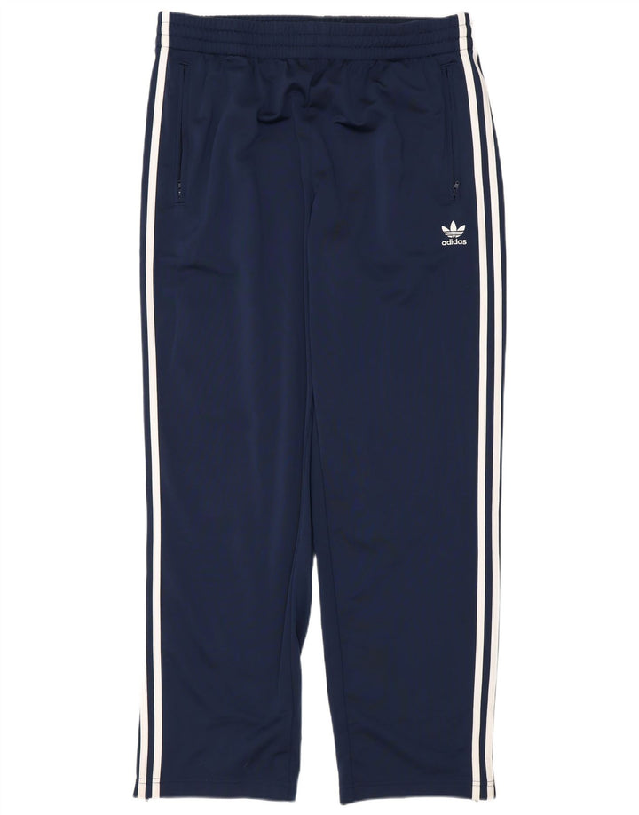 Calça de treino masculina Adidas grande poliéster azul marinho