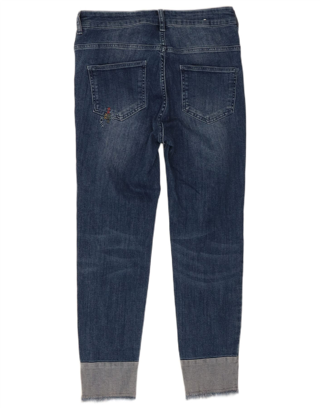 Calça jeans feminina Benetton desgastada W27 L25 algodão azul