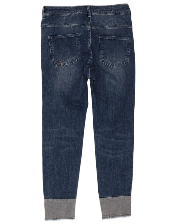 Calça jeans feminina Benetton desgastada W27 L25 algodão azul