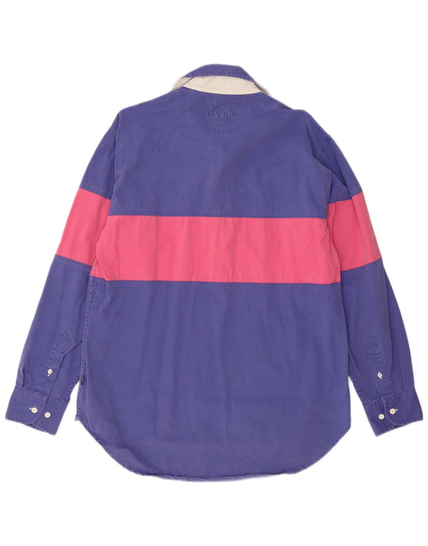 Camisa polo masculina de rugby de manga comprida Crew Clothing azul médio colorblock