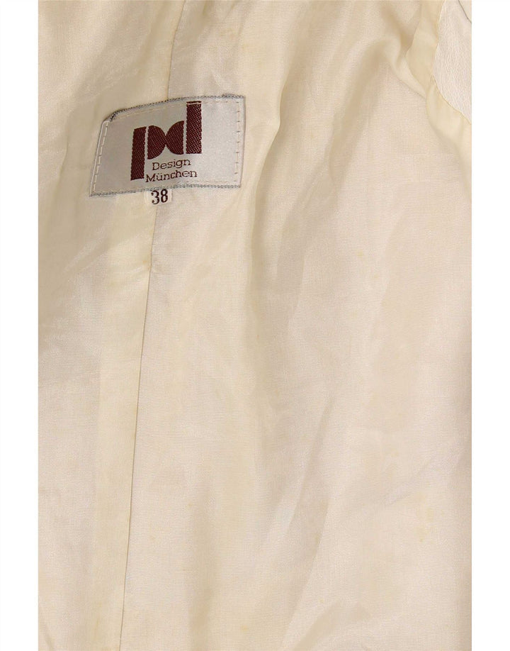 Jaqueta de couro Batwing feminina vintage UE 38 médio branco