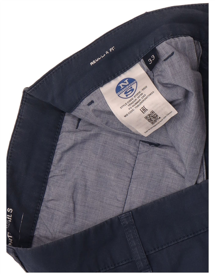 North Sails Mens Regular Fit Chino Shorts W33 Médio Azul Marinho Algodão