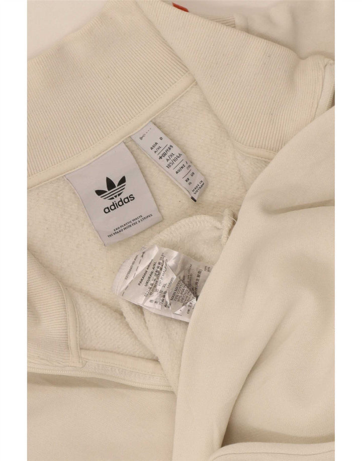 Adidas Mens Zip Neck Moletom Jumper XL Branco Algodão