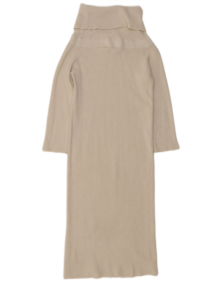 Zara Vestido Jumper Feminino Reino Unido 14 Viscose Bege Médio