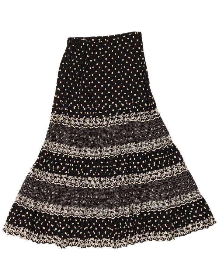 Saia cigana feminina vintage W28 média preta manchada