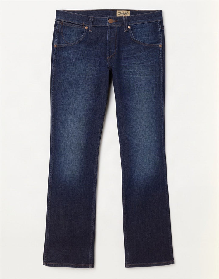 Wrangler Mens Crank Straight Jeans W32 L32 Azul Marinho Algodão