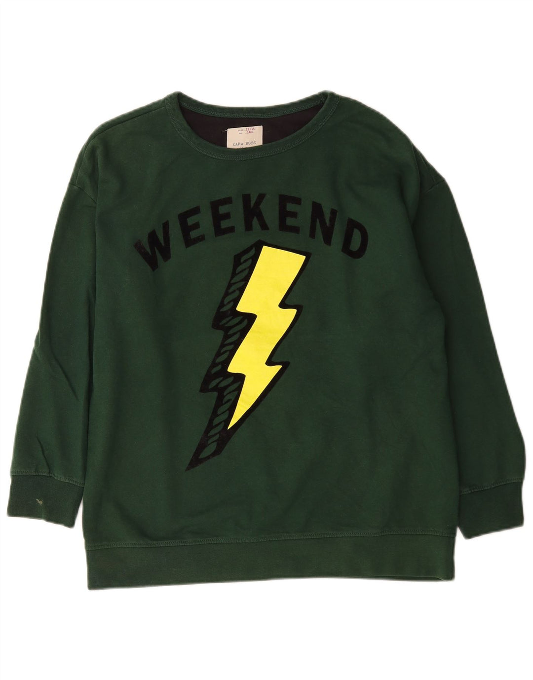 Zara Boys Weekend Graphic Moletom Jumper 13-14 anos Verde