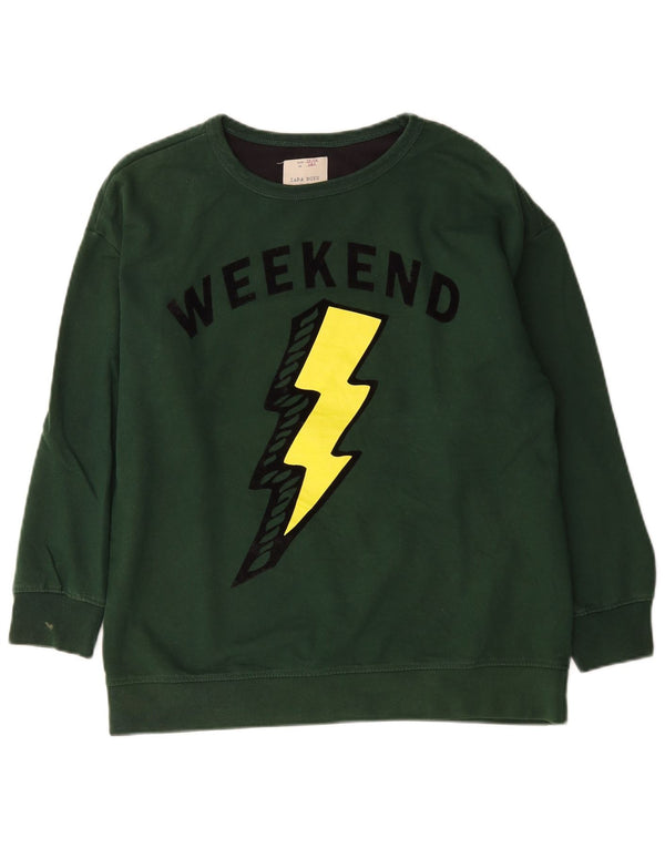 Zara Boys Weekend Graphic Moletom Jumper 13-14 anos Verde