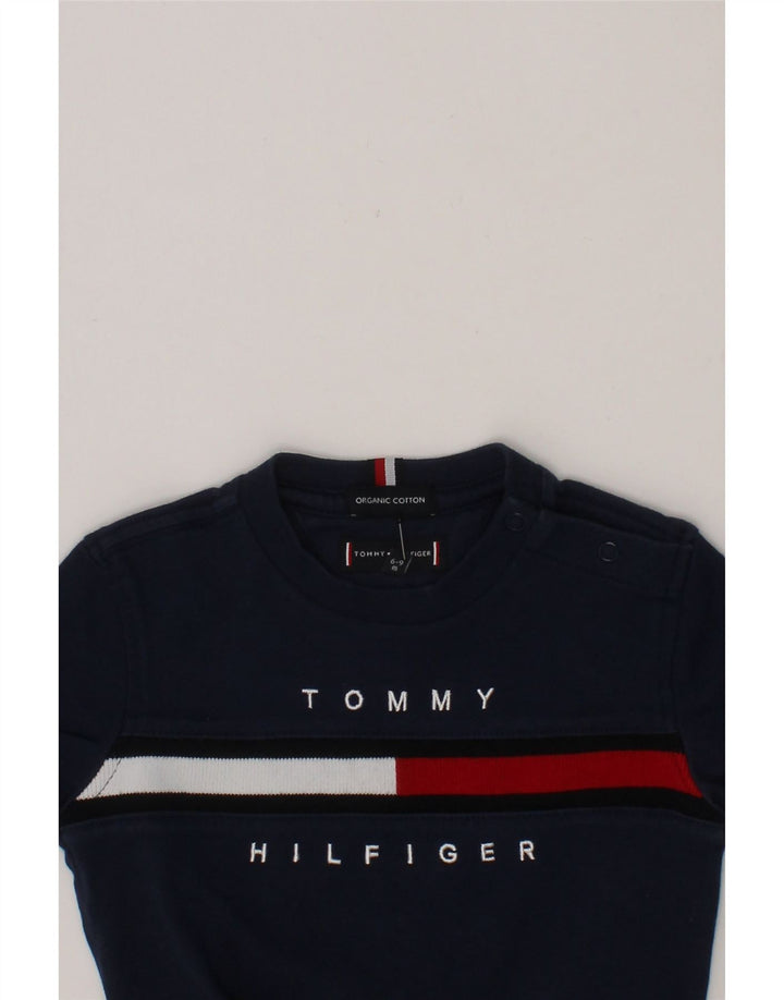 TOMMY HILFIGER Baby Boys Graphic T-Shirt Top 6-9 Months Navy Blue Cotton Vintage Tommy Hilfiger and Second-Hand Tommy Hilfiger from Messina Hembry 