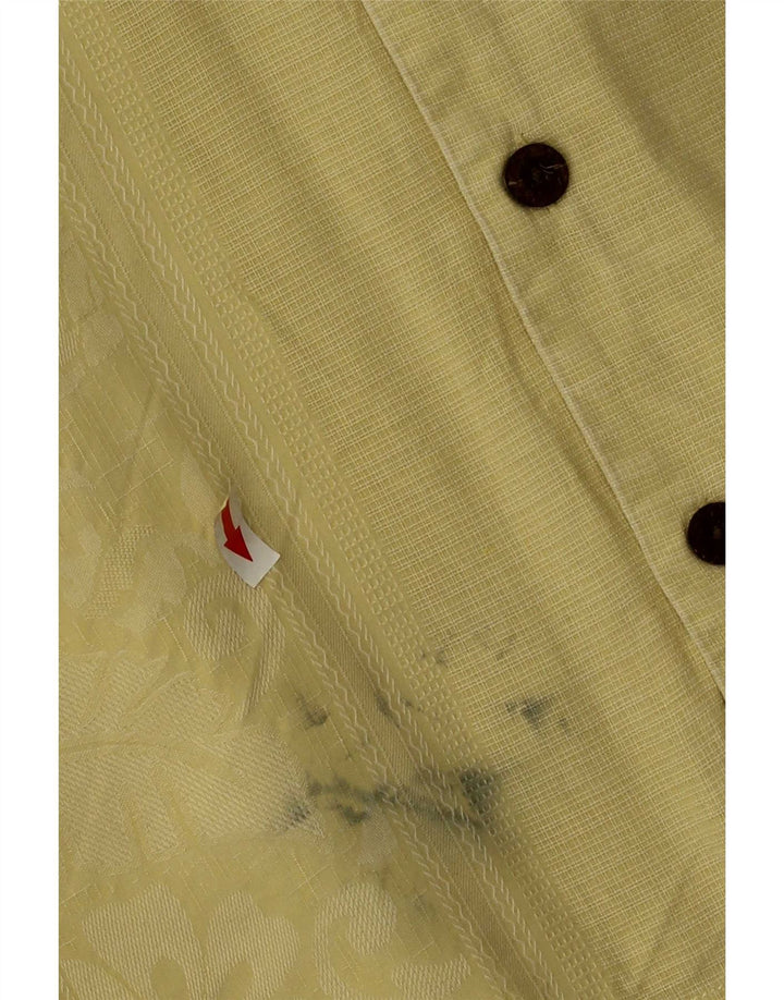 Camisa masculina de manga curta Tommy Bahama seda floral amarela média