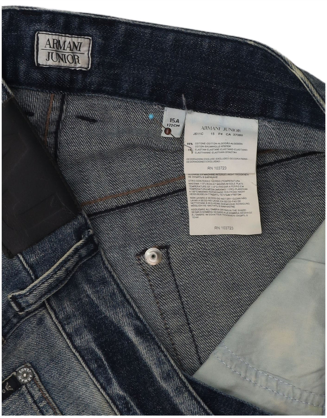 Shorts jeans Armani Junior para meninos 14-15 anos W34 azul algodão