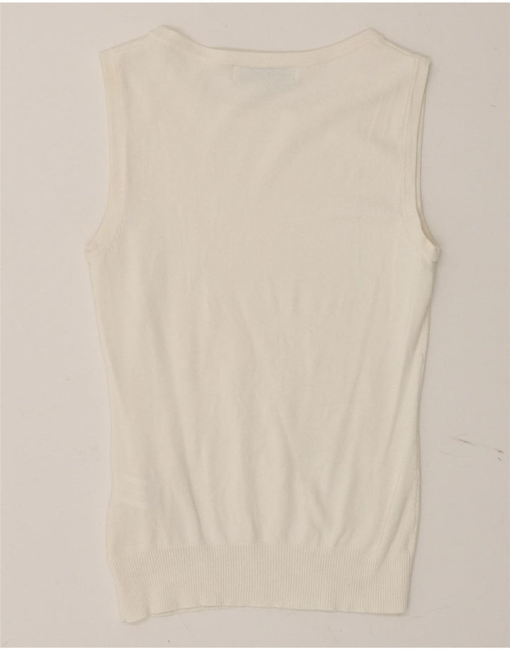ZARA Womens Vest Tank Top UK 12 Medium Off White Rayon Vintage Zara and Second-Hand Zara from Messina Hembry 
