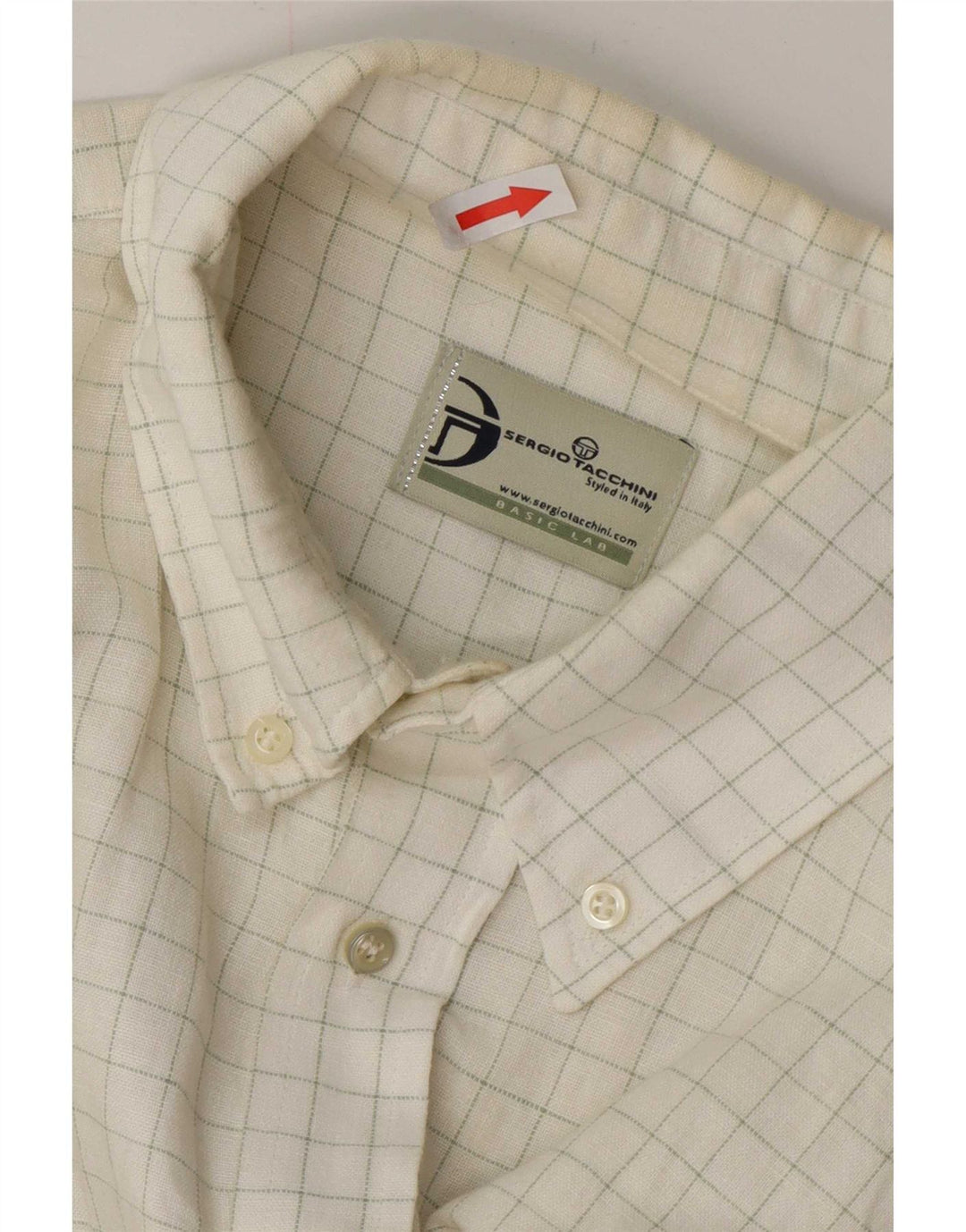 Camisa masculina Sergio Tacchini XL branca xadrez linho
