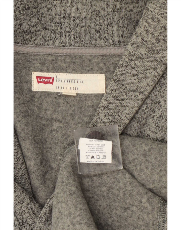 Suéter cardigã masculino Levi's grande poliéster manchado cinza