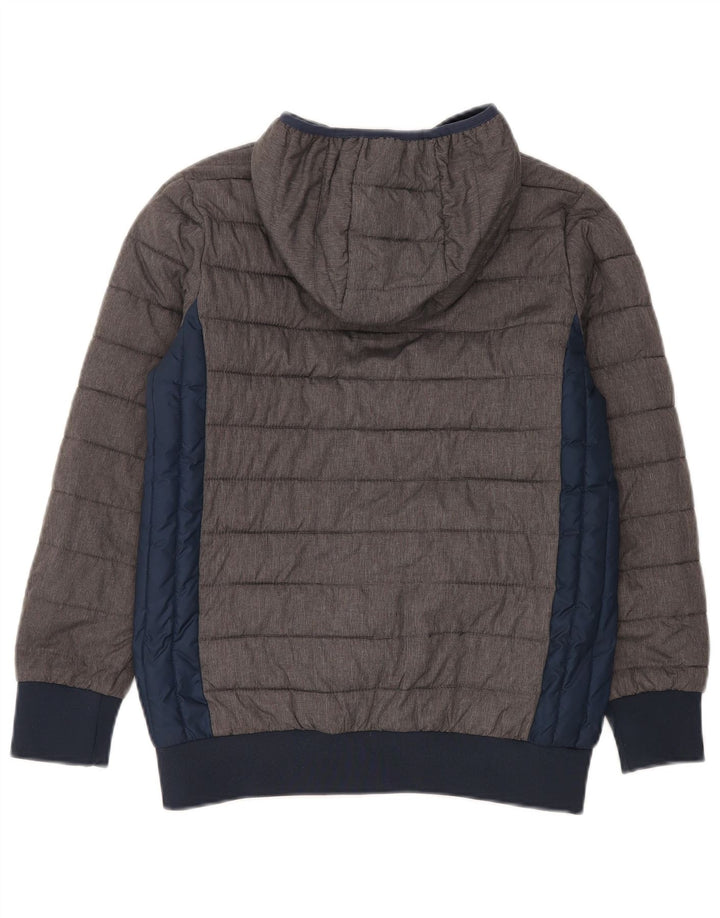 Jaqueta acolchoada com capuz Ellesse Boys 12-13 anos cinza Colourblock Nylon