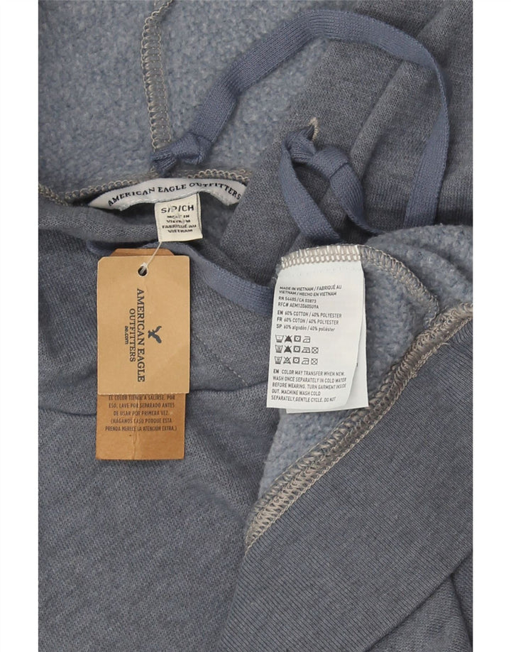 American Eagle moletom com capuz feminino grande com estampa gráfica UK 10 pequeno cinza