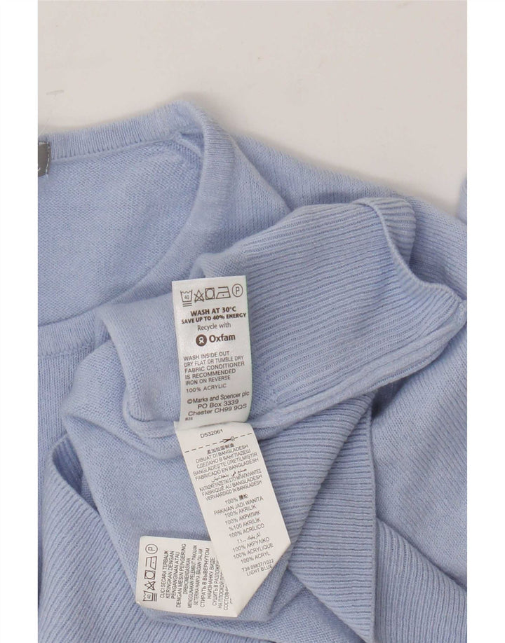 Suéter feminino Marks & Spencer com gola redonda Reino Unido 8 pequeno azul acrílico