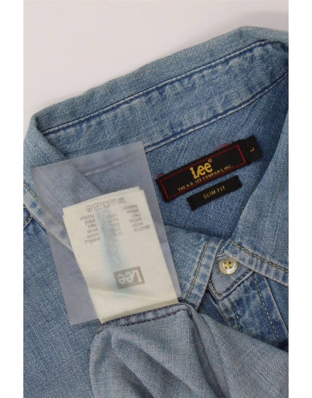 Camisa jeans masculina Lee Slim Fit grande algodão azul