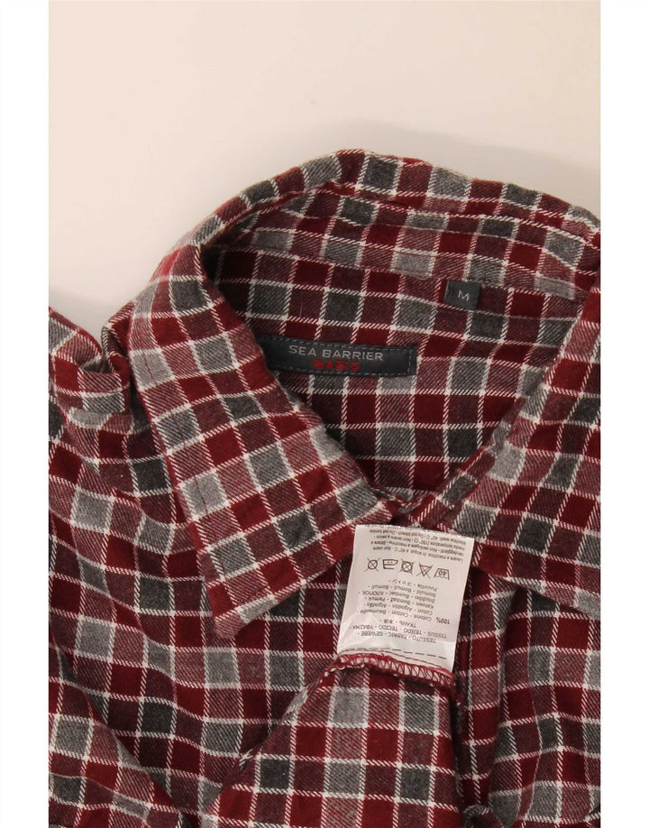 Camisa masculina de flanela Sea Barrier médio algodão xadrez Borgonha