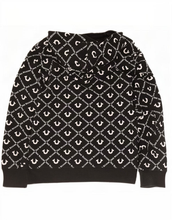 True Religion Mens Graphic Hoodie Jumper XL Algodão Preto
