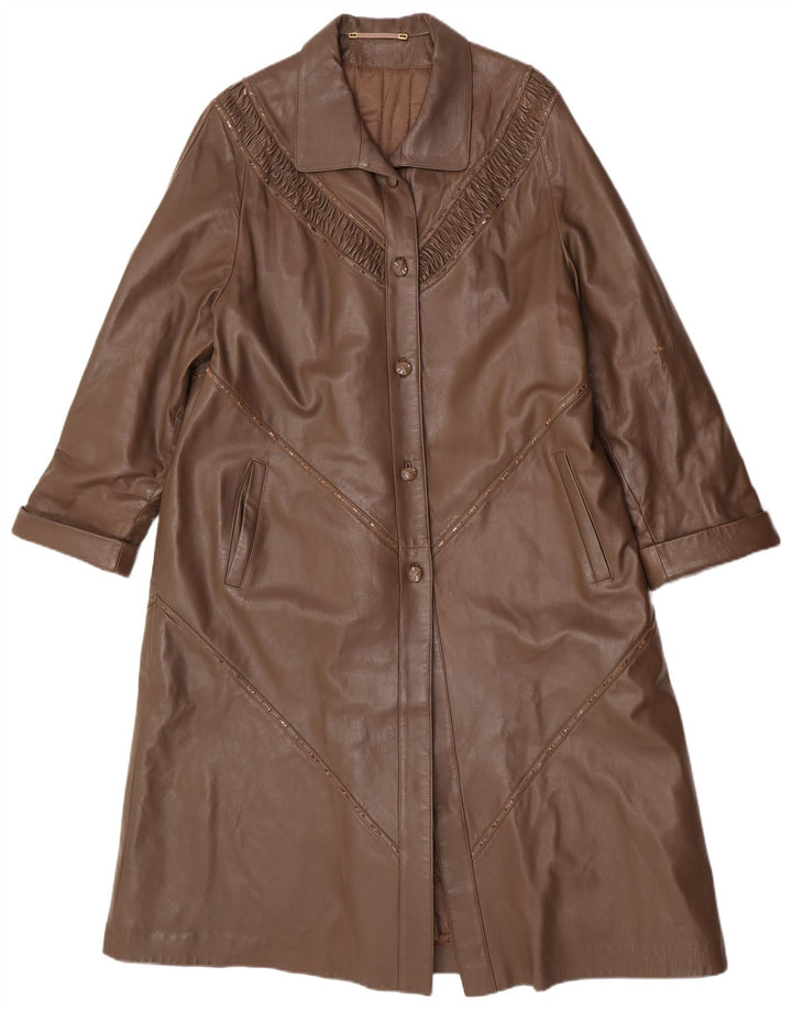 Casaco de couro feminino Your Sixth Sense UK 16 grande marrom