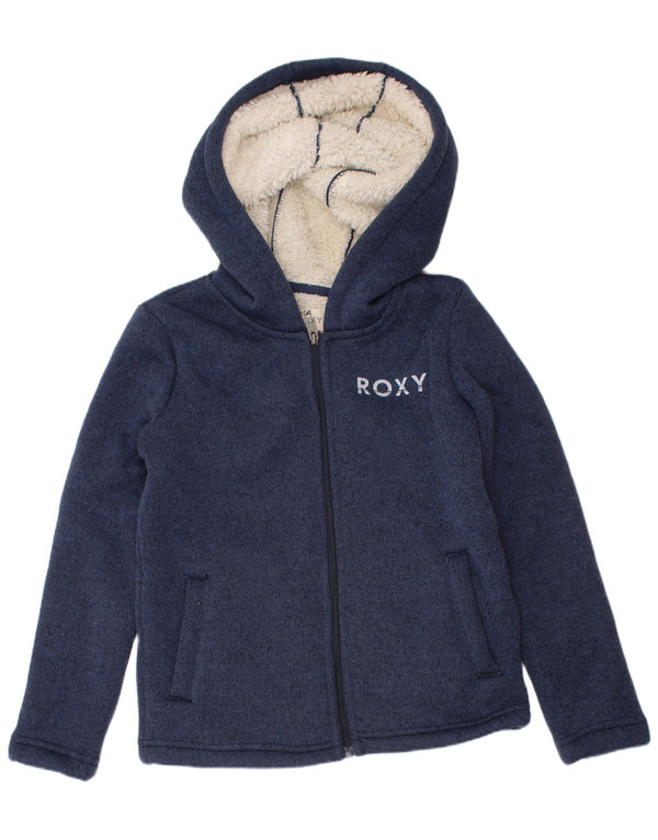 Suéter Roxy Girls Graphic Zip com capuz 5-6 anos azul marinho poliéster