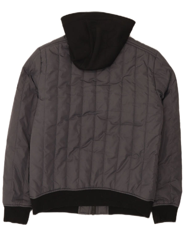 Jaqueta masculina acolchoada com capuz Calvin Klein Jeans UK 36 Small Grey Colourblock