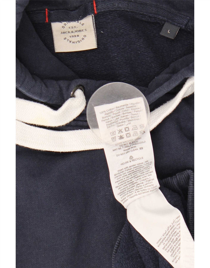 Jack & Jones moletom com capuz masculino grande algodão azul marinho