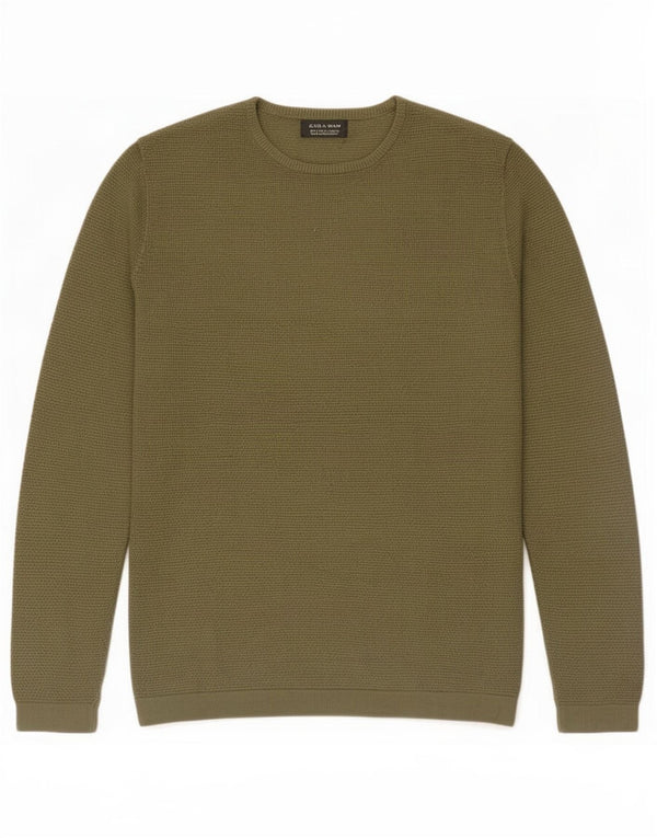 Zara Suéter masculino com gola redonda, pequeno cáqui