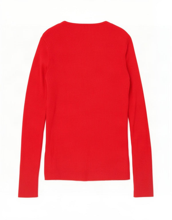 Suéter feminino Marks & Spencer com decote em V Reino Unido 8 pequeno vermelho lã nova