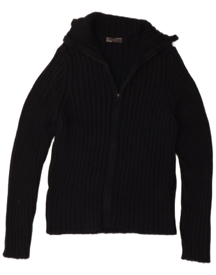 Suéter cardigã masculino Zara grande algodão azul marinho
