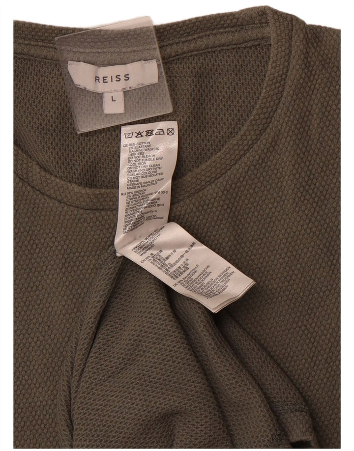 Camiseta masculina REISS Top grande algodão verde