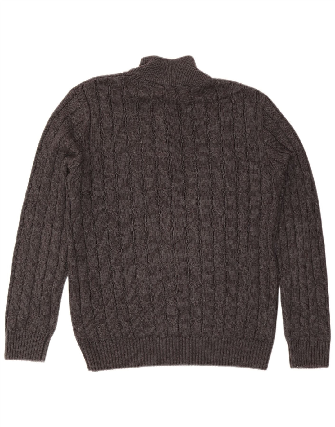 Suéter masculino Crew Clothing com zíper e gola em algodão cinza médio