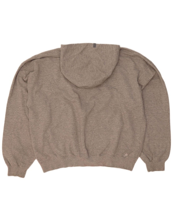 Adidas masculino gráfico moletom com capuz XL cinza manchado de algodão
