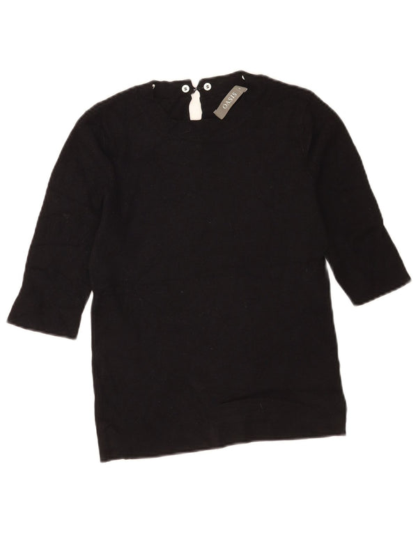 Top feminino Oasis manga 3/4 UK 8 pequeno preto