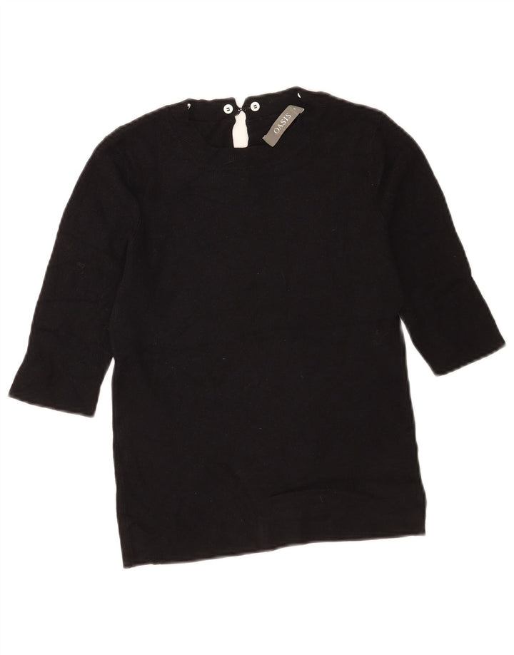 Top feminino Oasis manga 3/4 UK 8 pequeno preto